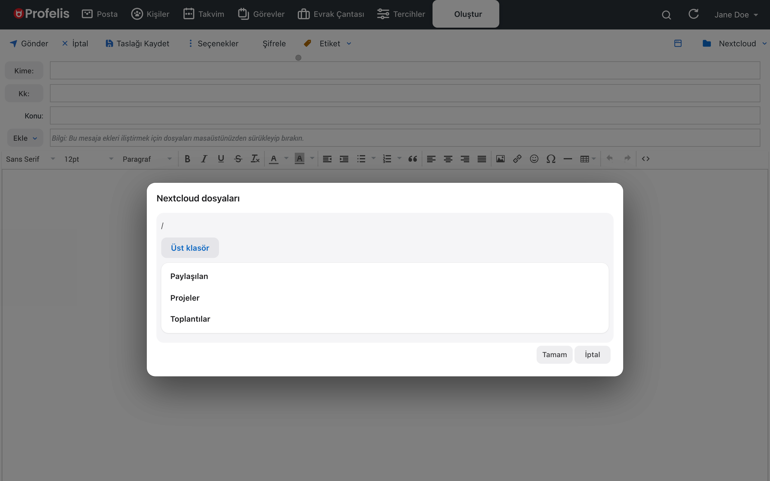 Nextcloud'dan ek seçmek
