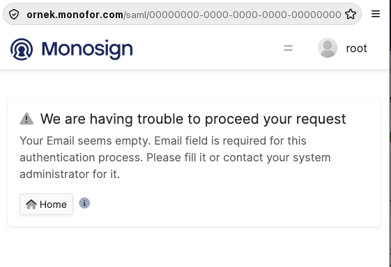 MonoSign boş e-posta hatası